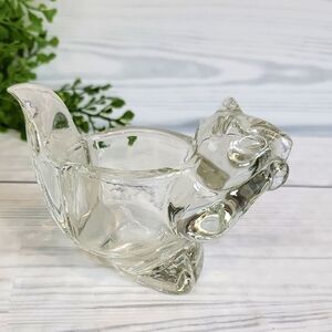 Avon Vintage Tea Light Candle Holder Clear Glass Squirrel Figurine
